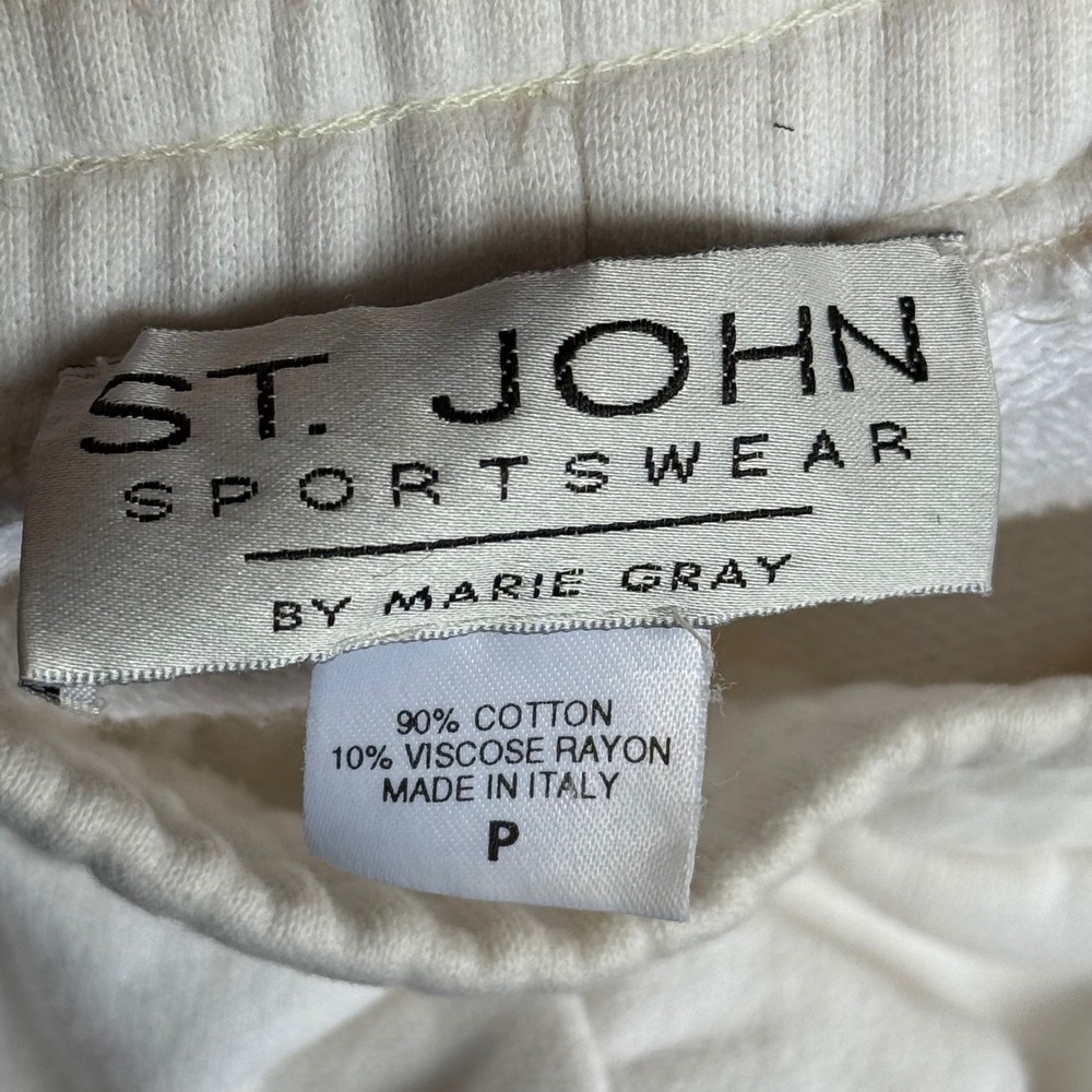 St John Sportswear Marie Gray White Gold Stripe Sweatpants Italy Petite P - Picture 6 of 7